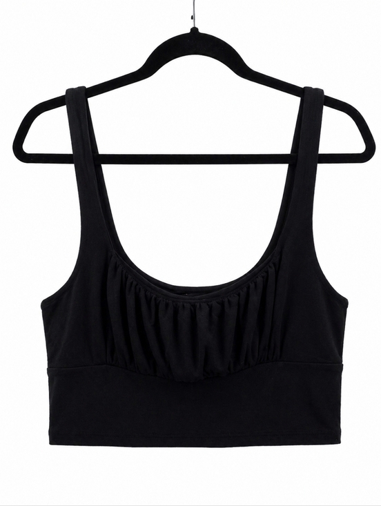 Wilfred Tops - Wilfred Free Black Ruched Crop Tank Top Size XL Aritzia